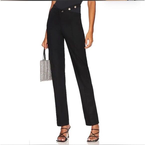 Revolve OW Collection Sz L Manon Pants Black Cutout Waist Edgy Cocktail Club NWT - Picture 1 of 8